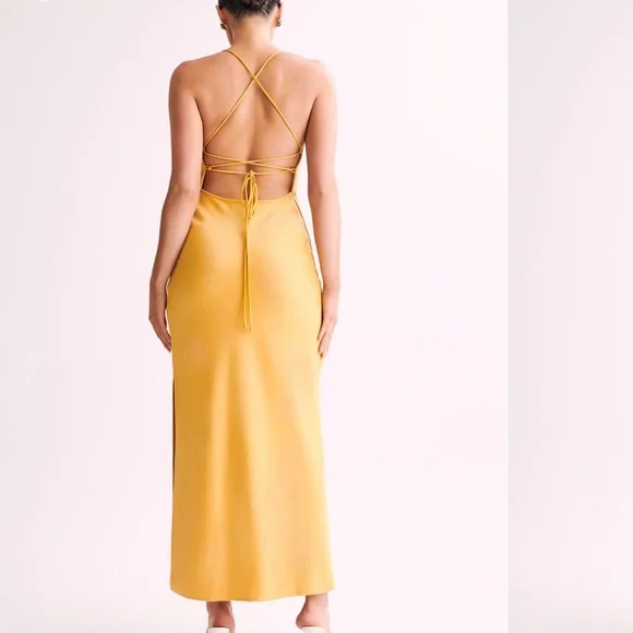 SYDNEY Straight Neck Slip Maxi Dress - Yellow - Picture 2 of 5